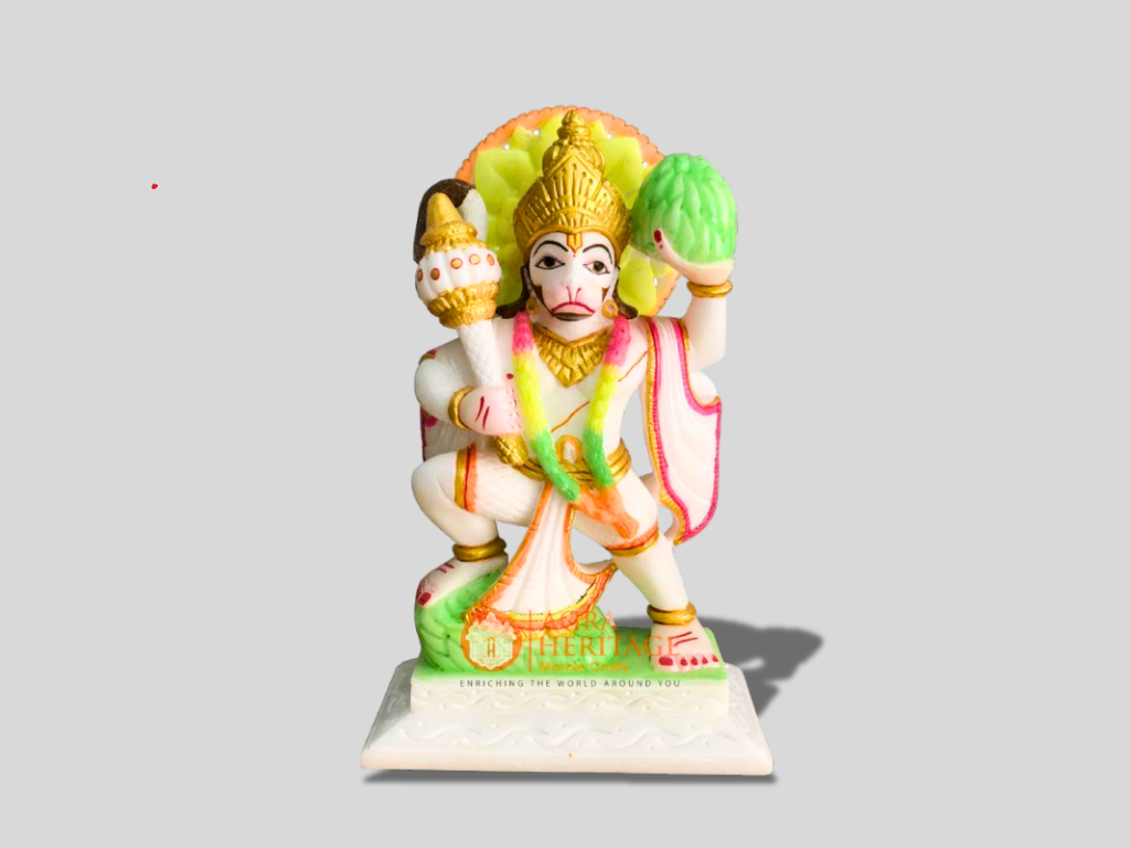 Italian Marble God Hanuman Statue Hand Painted Art